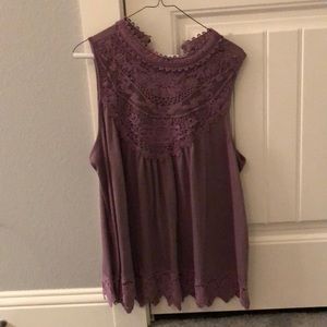 Purple high neck tank top